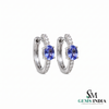 Oval Tanzanite Huggie Hoop Earrings - Fine Jewelry Gift for Women