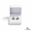 Multicolor Pear Cut Gemstone Flower Stud Earrings – Diamond Center Floral Cluster Earrings for Women