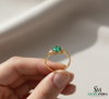 Round Natural Emerald Halo Ring with Diamond Accents – Fine Gold Jewelry