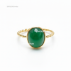 2.40 carat Natural Cabochon Emerald Solitaire 14K Gold Ring Anniversary Wedding Gift Ring