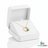Round Green Natural Emerald Diamond Open Circle Pendant - Minimalist Fine Jewelry