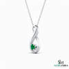 Round Natural Emerald Infinity Diamond Halo Pendant - Infinity pendant for women