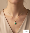 9.30 carat Vintage Inspired Pear Cut Natural Emerald Pendant Gold Diamond Accent Design