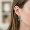1.50 carat Real Emerald and Diamond Dangle Earrings in 14K Gold Minimalist Leverback Design