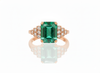 Emerald Cut Natural Emerald & Diamond Statement Ring in 14K Gold Minimalist Fine Jewelry