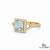 Princess Cut Aquamarine Diamond Ring for Women - Gift For Her