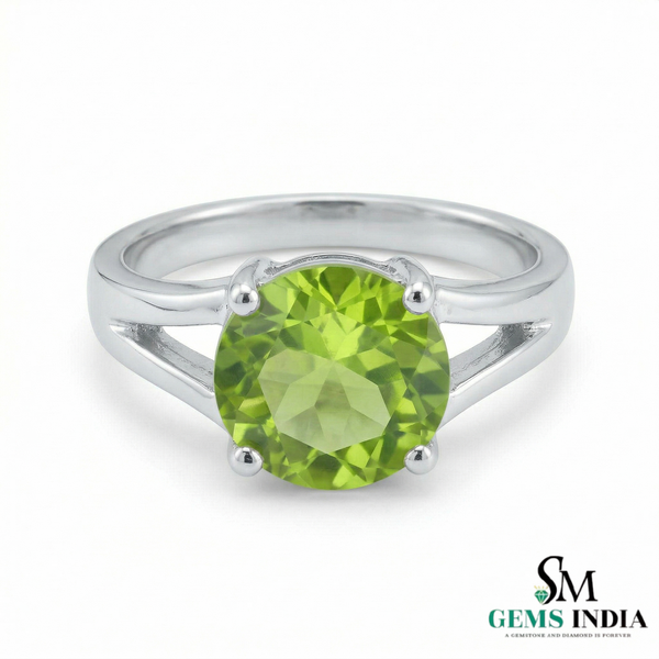 Elegant Round Peridot Ring for Women - Statement Ring for her