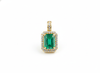 Emerald Cut Natural Emerald and Diamond Halo Pendant in 14K Gold Elegant Birthstone Jewelry