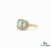 Oval and round Opal Diamond Halo Ring Vintage Style Gemstone Ring