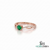 Vintage Inspired Round Emerald Diamond Ring - Promise Ring For Her