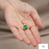 2.80 carat Elegant Oval Emerald and Diamond Pendant may Birthstone Necklace