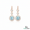 March Birthstone Round Aquamarine Diamond Drop Earrings – Fine Gold Jewelry