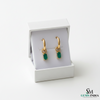 Emerald Cut Emerald Drop Hoop Earrings in Gold – Dainty Emerald Huggie Earrings