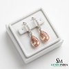 Teardrop Morganite & Diamond Dangle Earrings – Elegant Bridal Jewelry