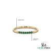 Natural Emerald Half Eternity Ring in Solid 14K Gold – Minimalist Stackable Band for Women