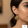 2.10 carat Sun Halo Natural Emerald Dangle Earrings in 14k Gold – Artisan Boho Luxury
