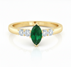 Marquise Cut Emerald and Diamond Ring in 14K Gold Elegant Gemstone Engagement Ring
