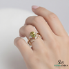 Oval Natural Green Peridot &amp; Diamond Two-Piece Ring Set in 14k and 18k gold - August birthstone