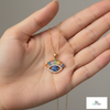 Rainbow Evil Eye Pendant Multicolor Baguette Gemstones in Gold
