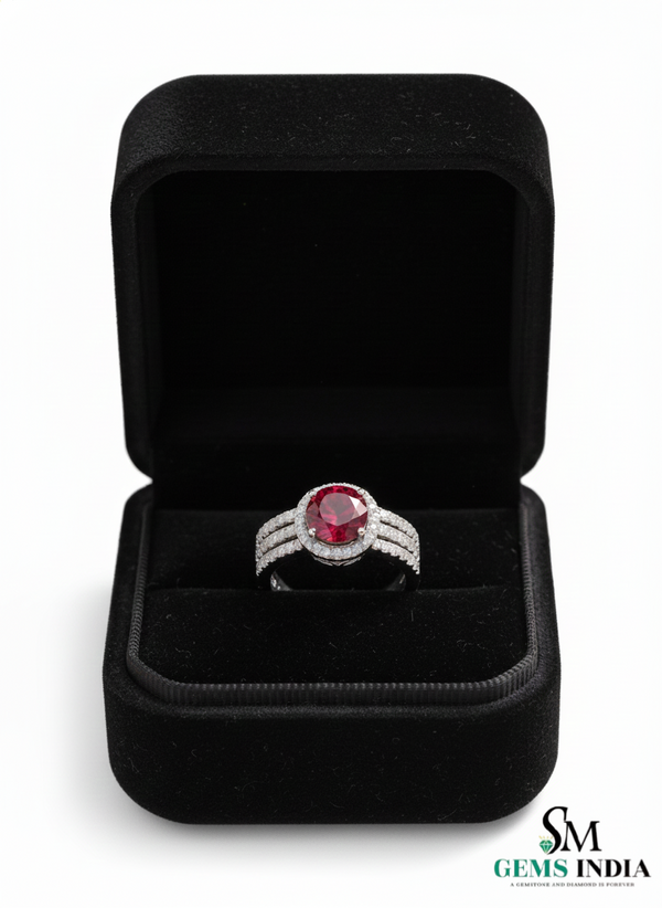 Natürlicher Rubin- und Diamant-Eulenring aus massivem 18-karätigem Gold, eleganter Eulenform-Ring