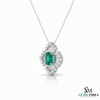 Radiant Oval Natural Emerald & Diamond Sunburst Pendant Diamond Burst Design