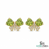 Green Peridot Heart Shape Earrings with Diamond Accent – Elegant Stud Earrings