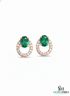 Oval Cut Emerald Diamond Drop Earrings – Timeless Emerald Halo Earrings