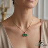 Square Cut & Pear Shape Emerald Pendant Necklace in 14K Gold - Elegant Fine Jewelry