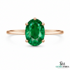 Oval Cut Green Emerald Solitaire Ring – Minimalist Engagement Ring