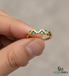 0.12 carat Zigzag Natural Emerald Band Ring in 14k Gold Dainty Stacking Ring