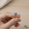 Elegant Princess Cut Amethyst Diamond Ring in 14k and 18k Gold Fine Gold Jewelry