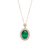 Green Gemstone Emerald and Diamond Halo Necklace 4.20 carat Oval Cut Gold Design