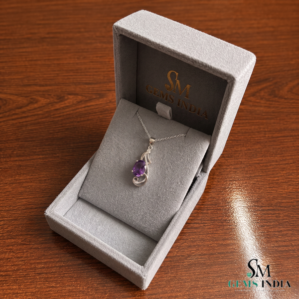 Oval Amethyst Pendant With Diamond Accents – Luxury Jewelry For Woman