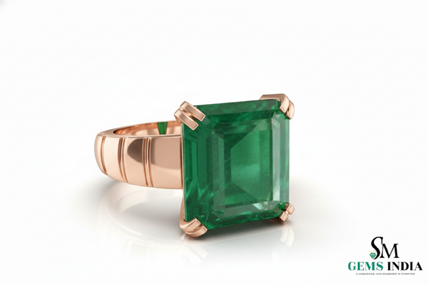 Mens Emerald Octagon Ring: Genuine Zambian Gem, Solid Gold