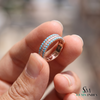 Turquoise Beaded Band Ring With Diamond Accent Rows - Gift For Her