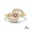 Round Morganite & Diamond Swirl Ring – Round cut Morganite ring