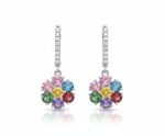 Rainbow Round Cut Flower Earrings Women’s Dangle Earring Jewelry