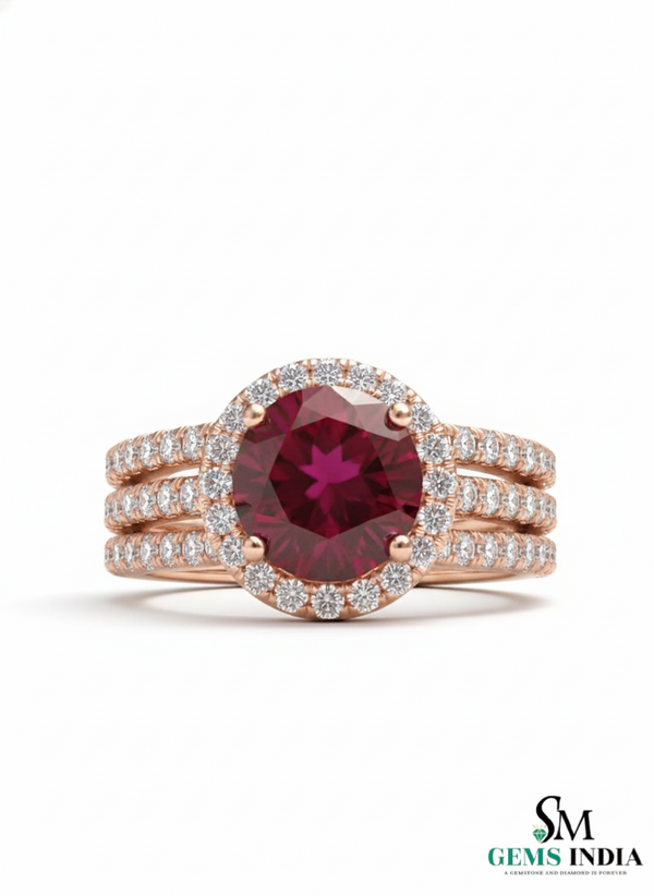 Natürlicher Rubin- und Diamant-Eulenring aus massivem 18-karätigem Gold, eleganter Eulenform-Ring