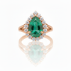 3.50 carat Pear Shape Natural Zambian Emerald And Diamond Engagement Ring in 14k Solid Gold Fine Jewelry