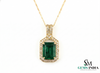 8.10 carat Stunning Natural Emerald Pendant Emerald Cut Green Gem with Diamond Halo Glow