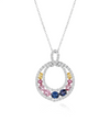 Rainbow Multicolor Oval Gemstone Pendant in 18k Gold