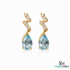 Natural Aquamarine Pear Drop Earrings with Diamond Accents