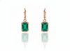 Emerald Cut Natural Emerald 14k Gold Dangle Earrings Diamond Halo Women Earring
