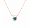 Romantic Natural Emerald Heart Necklace Green Gemstone with Diamond Frame Symbol of Love and Elegance