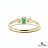 Minimalist Emerald Center Stone Diamond Accent Gold Ring