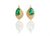 6.20 carat Pear Shaped Natural Emerald and Diamond Leaf Earrings in 14K Gold