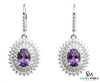 Elegant Oval Amethyst Drop Earrings with Diamond Halo in 14k and 18k Gold