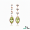 Marquise Cut Natural Peridot Diamond Dangle Earrings - Statement Drop Earrings