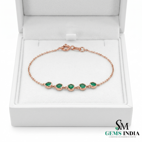Elegant Round Fine Green Emerald Fine Chain Jewelry - Elegant Gift For Her