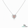 Heart Pink Morganite & Diamond Halo Pendant - wedding jewelry pendant